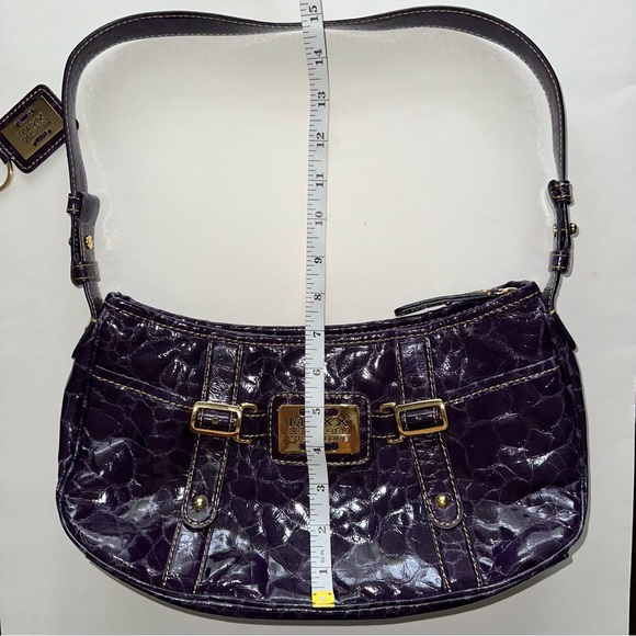 Maxx NY Y2K purple gold shoulder bag faux crocodile alligator pockets keychain - Picture 15 of 15